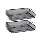 Mind Reader Stackable Paper Tray, Desktop Organizer, File Storage, Office, Metal Mesh, 2 Pcs., Black - color: Black