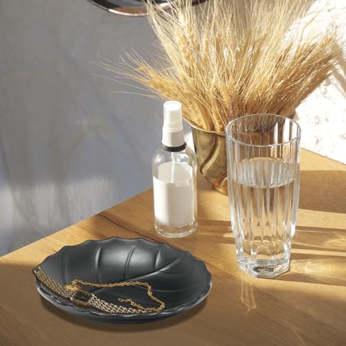 Binoster Jewelry Tray, Black Leaf Style, Jewelry Storage, Key Dish, Dresser Decor, 21.5cm(8.4in) x11.5cm(4.5in)x 4cm(1.6in) - color: Leaf