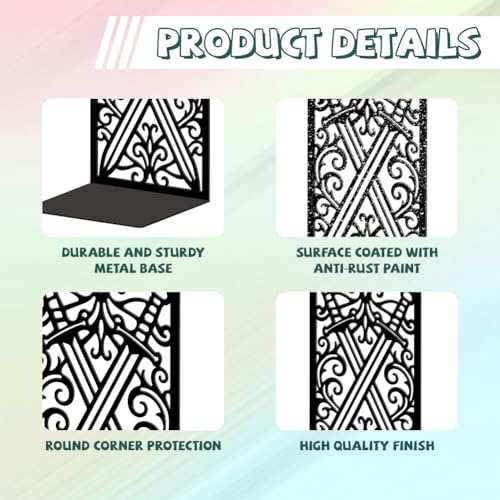 Peacoblue Metal Bookends for Shelves, Modern Decorative Heavy Duty Study Book Ends Stoppers for Office, Desk, Shelf, Room 5.3"x4.3"x7.9" Cast Iron Simple Tall Bookends 1 Pair (Pair of Swords) - style: Pair of Swords and Patterns
