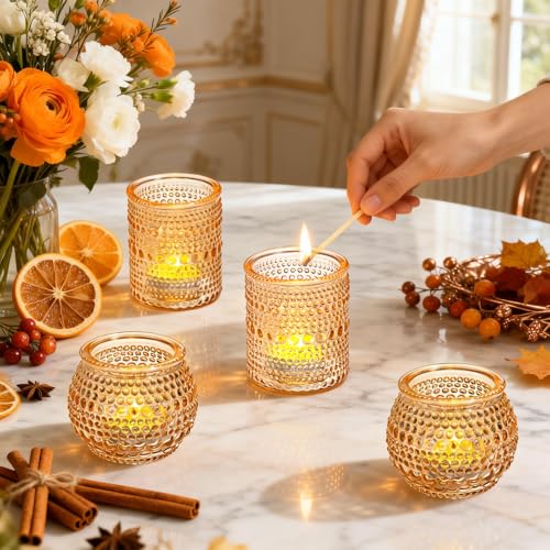 Rubtlamp 24pcs Gold Votive Candle Holder, Two Size Tea Light Candle Holders, Glass Candle Holder for Table Centerpiece, Wedding, Baby Shower, Birthday and Home Decorations - color: Gold