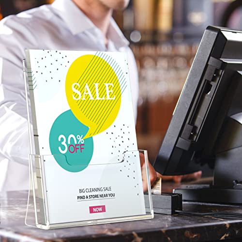 HIIMIEI Brochure Holder 8.5 x 11 inches, Acrylic Flyer Holder with 2 Pack, Plastic Stands for Displaying Magazines, Pamphlets, Literature, Brochures, Booklets, Menu - size: 8.5''x11''