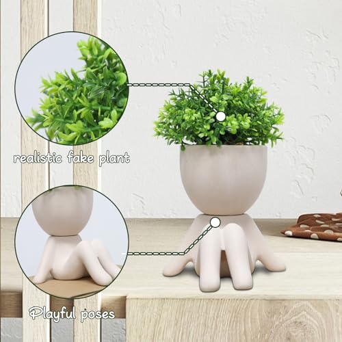 Zerzsy Fake Plants Artificial Succulents Plants for Room Bathroom Home Office Desk Accessories Decor - Set of 1 - color: Khaki-b