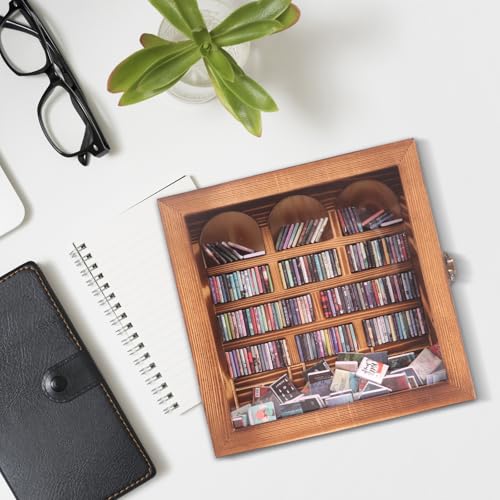 Anxiety Bookshelf – Mini Books Display for Stress Relief and Fun Decor, Perfect Decorative Miniature Library for Book Lovers, Ideal for Home Decor, Office Décor, and Thoughtful Gift Giving - Pine Wood - color: Pine Wood