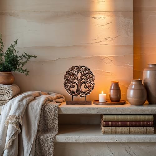 Decozen Solid Wood Tree Sculpture, Christmas Decorations, Home Decor, Living Room, Boho, Coffee Table, Centerpiece Table Decorations, Mantle, Dining Gift for Mom, Shelf, Farmhouse, Mothers Day Gifts - color: Berton