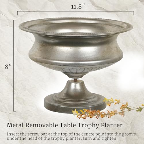 Worth 8" H. Silver Color Urn Vase for Centerpieces, 11.8" Dia. Metal Trumpet Small Flower Pots for Table, Bowl Vase for Wedding Party Event Home Decor - color: Silver, size: Short - 1 Pack