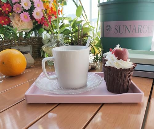 Small Pink Mini Serving Tray (8.5 x 6.3 inch) for Serving Accessory, Spa, Coffee, Drinks, Wine, Tea, Bar, Party, Seasoning, Perfume or Display Use. - color: Pink-1 Tray, size: 8.5" x 6.3" x 0.8"