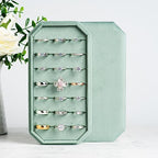 Velvet Ring Organizer Display Tray Jewelry Box Earring Holder Case for Wedding Birthday Christmas Day (Emerald Green) - color: Emerald Green