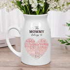 Personalized Mommy Heart Vase - Custom This Mommy Belongs to Flower Vase with Heart Word Cloud of Kids Names, Unique Gift for Mom, Nana, Gigi, Mother's Day, Birthday - color: Style 02