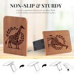 Giraffe Gifts, Giraffe Bookends - Heavy Duty Iron & Ebony Wood Book Ends for Shelves Bookcase Desk - 1 Pair, 4.72x6.69 Inches - Texture - color: Texture