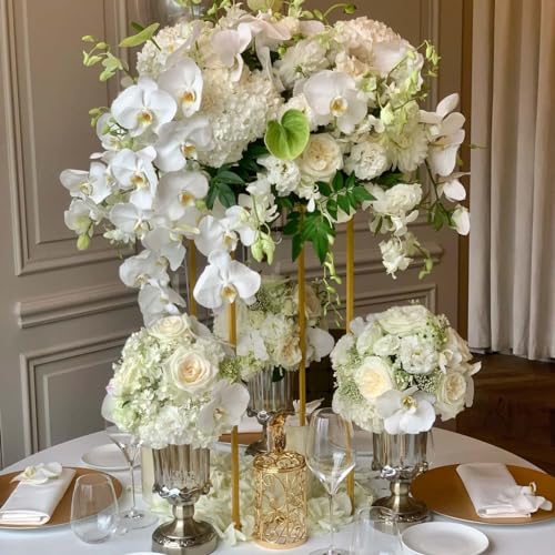 23.6inch 10 pcs Column Vases Gold Centerpieces for Table Metal Flower Stand Gold Wedding Centerpieces for Tables Party Floral Stands for Flowers - size: 23.62 Inches - 10 pcs