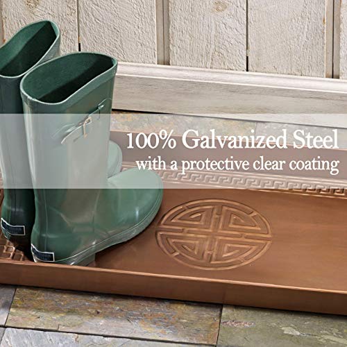 HF by LT Medallion Pattern Metal Boot, 30 x 13-Inches, Antique Copper Finish - color: Medallion Pattern, Antique Copper Finish