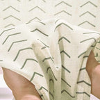 jinchan Boho Linen Blend Kitchen Curtains 36 Inch Length Herringbone Printed Tier Curtains for Small Windows Bathroom Cafe Laundry Room Set of 2 Rod Pocket Green on Linen - color: Arrow | Green on Linen, size: 26"W x 36"L (Pack of 2)