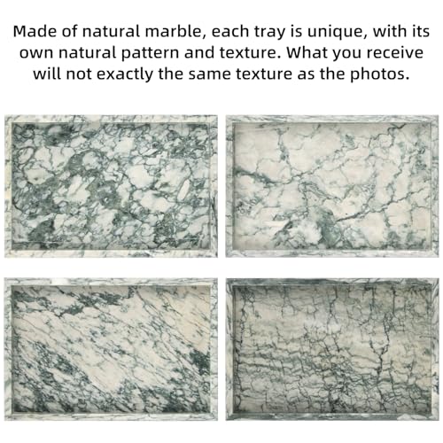 Marble Bathroom Vanity Tray, Natural Luxury Vanity Home Kitchen Bathroom Table Tray, Stone Decorative Countertop Dresser Trays for Key Coffee Perfume Jewelry Makeup (Green Texture, 12"x 8" x1.2") - color: Green Texture, size: 12" x 8" x 1.2"