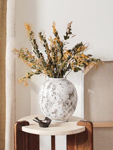 Large White Ceramic Vase - 9.8 Inch Rustic Farmhouse Flower Vase for Home Decor, Minimalist Tall Vases for Living Room, Table, Bathroom, Holiday & Weddings (Sandstone Grey) - color: Sandstone Grey, size: 9.8 inch