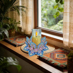 DIY Diamond Art Painting Candlestick Holders 5.71in Mandala Flower Shape Desk Candle Tray Tabletop Ornaments for Wedding Ramadan Party Home Table Centerpiece-Mandala07 - color: Mandala07