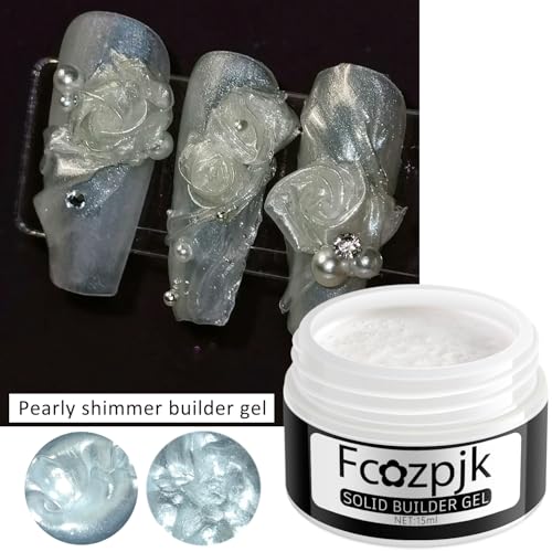 Fcozpjk Solid Builder Gel for Nails, Pearly White & Clear Solid Builder Gel Non-Sticky Hard Gel for Nails with Silicone Carving Pen 3D Sculpting Gel Iridescent Nail Gel Manicure Salon Supplies - color: 01-04