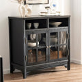 Buffet Cabinet with Storage, Solid Wood Sideboard Cabinet, TV Stands, Coffee Bar Station, Modern Farmhouse Console Table for Dining Room, Kitchen, Living Room, Entryway, Black - color: Black