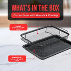 Bakken-Swiss Crisper Tray, Non-Stick Gray Marble | Healthier Cooking | For Regular Ovens | 2-Piece Set, Pack of 4 - color: Gray Marble, size: 9.5" x 13" (Pack of 4)