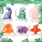 Seenelling 6 Pcs Crystal Dinosaur Figurines - Cute Stone Dinosaur Figures Statue Collection Decor for Women, Men, Desk, Garden, Home