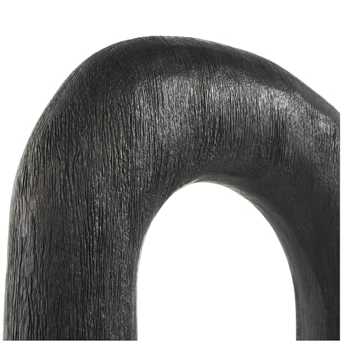 Deco 79 Mango Wood Abstract Decorative Sculpture Cutout Oval Home Decor Statues, Set of 2 Accent Figurines 20", 18"H, Black