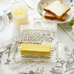 Crystal Covered Butter Dish,8inch Classic Glass 2-Piece Design Butter Keeper with Lid | Butter Holder | Dishwasher Safe - size: 8inch