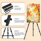 Art Painting Tripod Easel Stands - Portable Adjustable Display Artist Metal Easel with 1 Bag for Tabletop/Floor Painting, Height from 17 to 66 inches, Sturdy for Drawing, Displaying - Black 3 Pack - style: Black-3pack