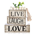 Yuntau 5 Pcs Rustic Farmhouse Tiered Tray Farmhouse Fake Books Decoration Life Laugh Love Wooden Tabletop Decor Love Block Decor Wood Block Sign Gift Centerpiece for Shelf Coffee Mantle Kitchen Table - style: Love