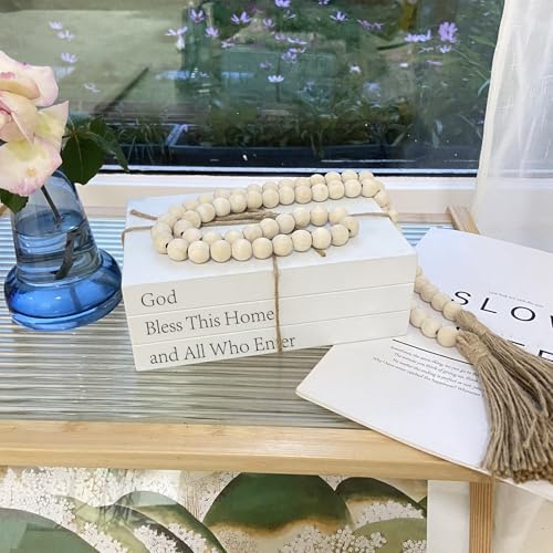 Decorative Books for Home Decor, White Faux Books for Decoration, Rustic Farmhouse Stacked Display Books (God Bless This Home and All Who Enter) - style: God Bless This Home and All