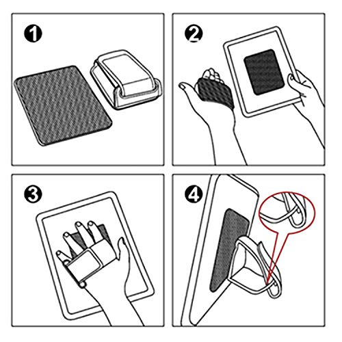 Fintie Universal Tablet Hand Strap Holder - [Dual Stand Supports] Detachable Padded Hook & Loop Fastening Handle Grip with Adhesive Patch for iPad/Galaxy Tab and All 7-11" Tablets, Black - color: Black