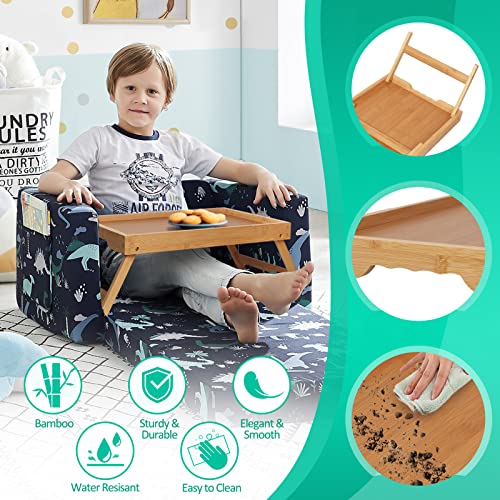 Artmeer Bed Tray Table with Folding Legs,Bamboo Breakfast in Bed for TV Table, Laptop Computer Tray,Eating,Snack Tray Beige 2 Pack(Beige) - color: Bamboo, size: Medium (Pack of 2)