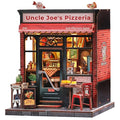 Cutefun Book Nook Kit - DIY Miniature Pizza Shop Booknook Kits for Adults and Teens, 3D Wooden Puzzle Bookend Bookshelf with LED Light, Creative Crafts Gifts for Beginners (Uncle Joe's Pizzeria) - style: Uncle Joe's Pizzeria