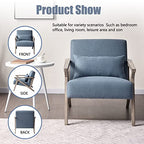 INZOY Mid Century Modern Chair with Wood Frame, Upholstered Armchair with Waist Cushion, Accent Chair for Living Room Bedroom Apartment, Easy Assembly, Blue - color: Blue