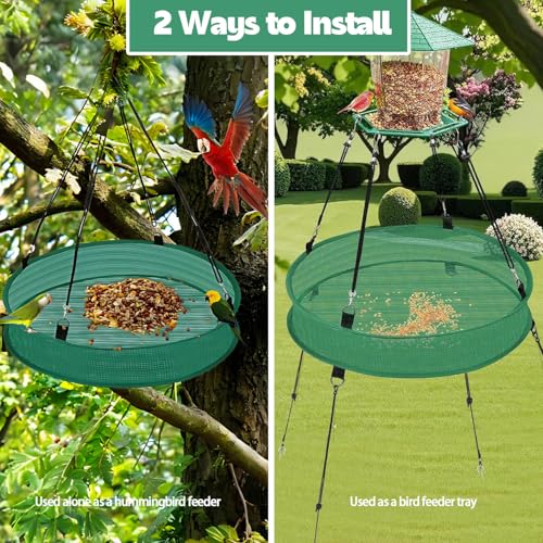 Bird Seed Catcher Tray for Hanging Bird Feeder Platform, 20 inches Birdseed Hoop for Hummingbird Feeders Bee Feeder Outdoor Garden Hanging Tray (Upgraded Against Strong Winds) (1PC) - color: 1PC