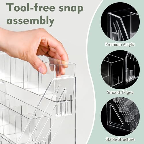 Bookmark Display Stand for 2.5''Bookmark, 5 Tier 25 Pockets Clear Acrylic Sticker Holder for Vendor Events Retail, Portable Stamp Display Shelf Rack