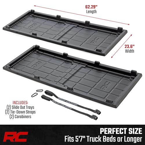 Rough Country Slide-Out Truck Bed Cargo Tray - Long Bed Organizer for 5'7"+ Beds, Heavy-Duty Polyethylene, UV-Protected, Easy Tailgate Access