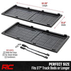 Rough Country Slide-Out Truck Bed Cargo Tray - Long Bed Organizer for 5'7"+ Beds, Heavy-Duty Polyethylene, UV-Protected, Easy Tailgate Access