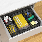 VyGrow Desk Drawer Organizer Tray, Metal Mesh Drawer Organizer for Office & Home, 6 Adjustable Compartments, Black, 2 Pack - 12.87x8.73x1.96 inch - color: 2PCS Medium