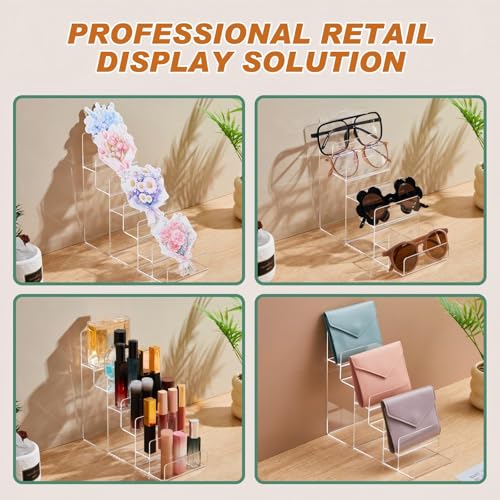 Kathfly 2 Pack 6-tier Acrylic Display Stand for Purses & Wallets, Clear Riser Organizer Shelf for Perfume, Sunglasses, Cosmetics, Multi-Tiered Countertop Vendor Display for Craft Fairs, Retail - size: 6-tier