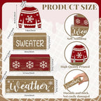 Lineshading 4 Pcs Christmas Table Decorations Ugly Sweater Christmas Decor Winter Tiered Tray Decor Xmas Centerpiece Decorative Ugly Sweater Block Signs Gift Farmhouse Xmas Decoration for Home Kitchen - style: Christmas Sweate