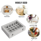 Vicoter Velvet Jewelry Box 24 Grid Jewelry Ring Display Organiser Box Tray Holder Earrings Storage Case for Girls Wife Mom Women (Gray) - color: Gray