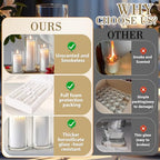 Homjoy 36 PCS White Pillar Candles with Glass Candle Holders Clear Hurricane Candle Holders Glass Cylinder Vases for Centerpieces Wedding Party, Event, Home Office (18 Candles+18 Candle Hoders) - style: 36 PCS White