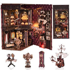 TOYQI Book Nook Kit, Book Nook Kits for Adults, DIY Miniature Dollhouse Kit 3D Wooden Puzzle Booknook Bookend with LED Light - style: Voyage Memories