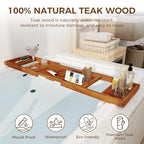 Teak Bathtub Tray - Luxury Bath Tray with Expandable Handles, Wine Glass and Phone Holders, Book Stand - Perfect for Home Spa Relaxation and Reading - Natural Bath Accessories - Light Walnut Color - color: Light Walnut-expandable