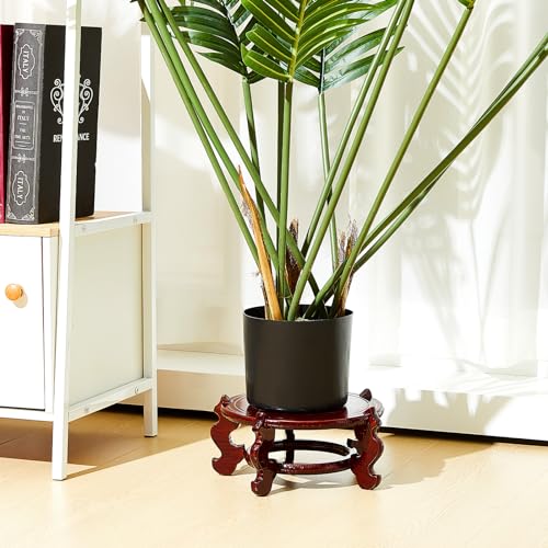 Geetery 2 Pcs 4 to 12 in Wooden Plant Stands Indoor Chinese Oriental Plant Stand for Vase Fishbowl Flower Pot Lamp Redwood Base Vintage Display Rack Decor(8 Inch) - size: 8 Inch