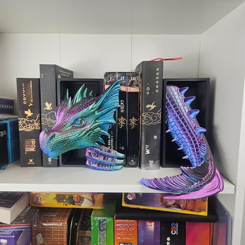 Dragons Awakening Book End – Fantasy Book Nook Insert for Dragon Readers – Unique Home Decor for Bookshelves & Libraries (Head and Tail - SEA Serpent) - color: Head and Tail - Sea Serpent
