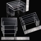 Chuangdi 2 Sets Acrylic Display Risers, Product Stand, Jewelry Display Riser Shelf Showcase Fixtures for Dessert Cupcake Candy Figure Treat Action Showcase(Clear,Small Set) - color: Clear, size: Small Set