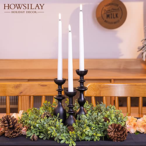 HOWSILAY Wood Candle Holders for Table Centerpiece Black Candlestick Holders - Rustic Candle Stick Candle Holder fits 3/4" or 7/8" Taper Candle and Dia 1.5" Led Tea Lights Candles or Pillar Candles - color: Black