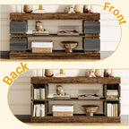 Tribesigns 63" Farmhouse Console Table, 3-Tier Entryway Table with Storage, Long Wooden Behind Couch Stand with 4 Compartments for Living Room, Hallway, Foyer, Vintage Brown & Gray