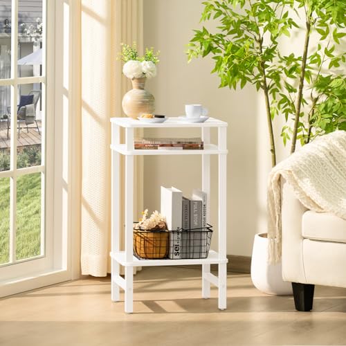 YUFAM Side Table End Table Tall Night Stand 3-Tier for Living Room Bedroom Bathroom Office Furniture White - color: White, size: 3 Tier