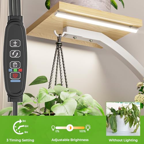 Elbourn Plant Stand Indoor with Grow Lights - 60" Tall Metal Plant Shelf for Multiple Plants, 8 Tiered Corner Plant Stands for Indoor Plants, X - Shaped Decorative Rack for Home, Living Room & Patio Decor (White) - color: White